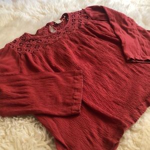 Zara Girl’s Top | Red crochet neck blouse